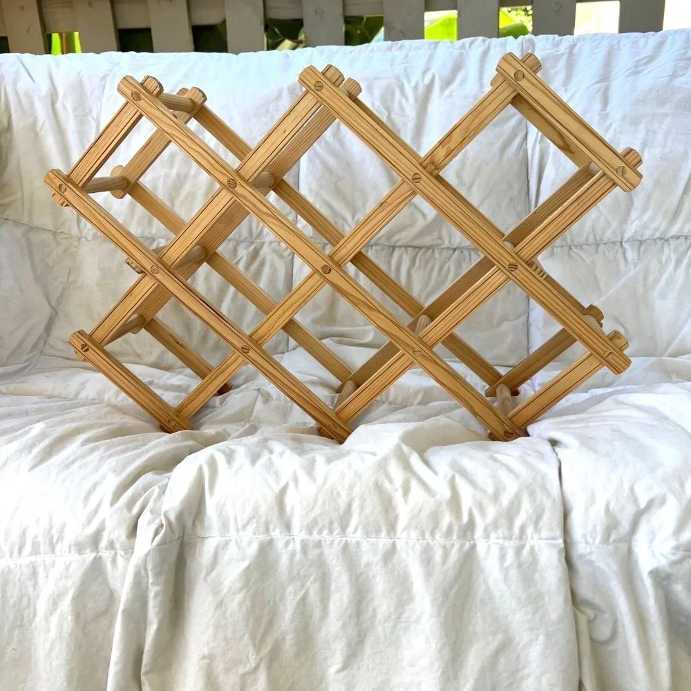 Wood Expandable accordion Wine Rack vintage retro